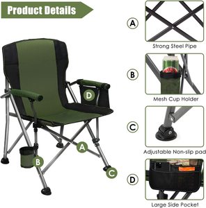 Modern Heavy Duty Camping Chair for Big <b>Tall</b> Oversized Portable Foldable Cup Holder <b>Storage</b> Bag Outdoor Beach Fishing Fest 150KG - Product Image 3