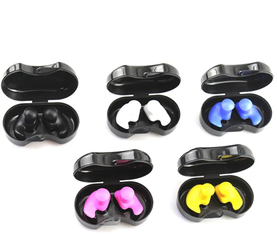 Swimming set in ear plugs with black box packing stylish silicone hearing protection ear plugs with left and right design