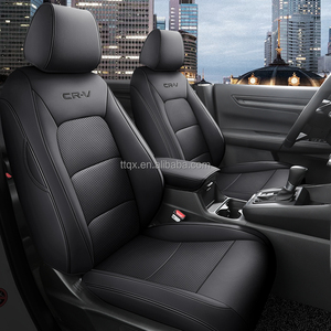 Fundas de Asiento de Coche Personalizadas de Cuero Negro para Honda <span class=keywords><strong>CRV</strong></span> <span class=keywords><strong>2023</strong></span>, Superficie Perforada, Estética Minimalista y Confortable, Juego Completo - Product Image 1