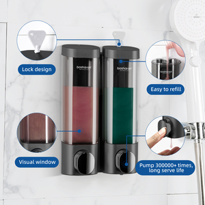 Champú de Hotel 300 ml * 2 Baño Montaje en pared Plástico Líquido Jabón de manos <span class=keywords><strong>Dispensador</strong></span> de loción <span class=keywords><strong>Industrial</strong></span> Lavado a mano <span class=keywords><strong>Dispensador</strong></span> de jabón manual - Product Image 3