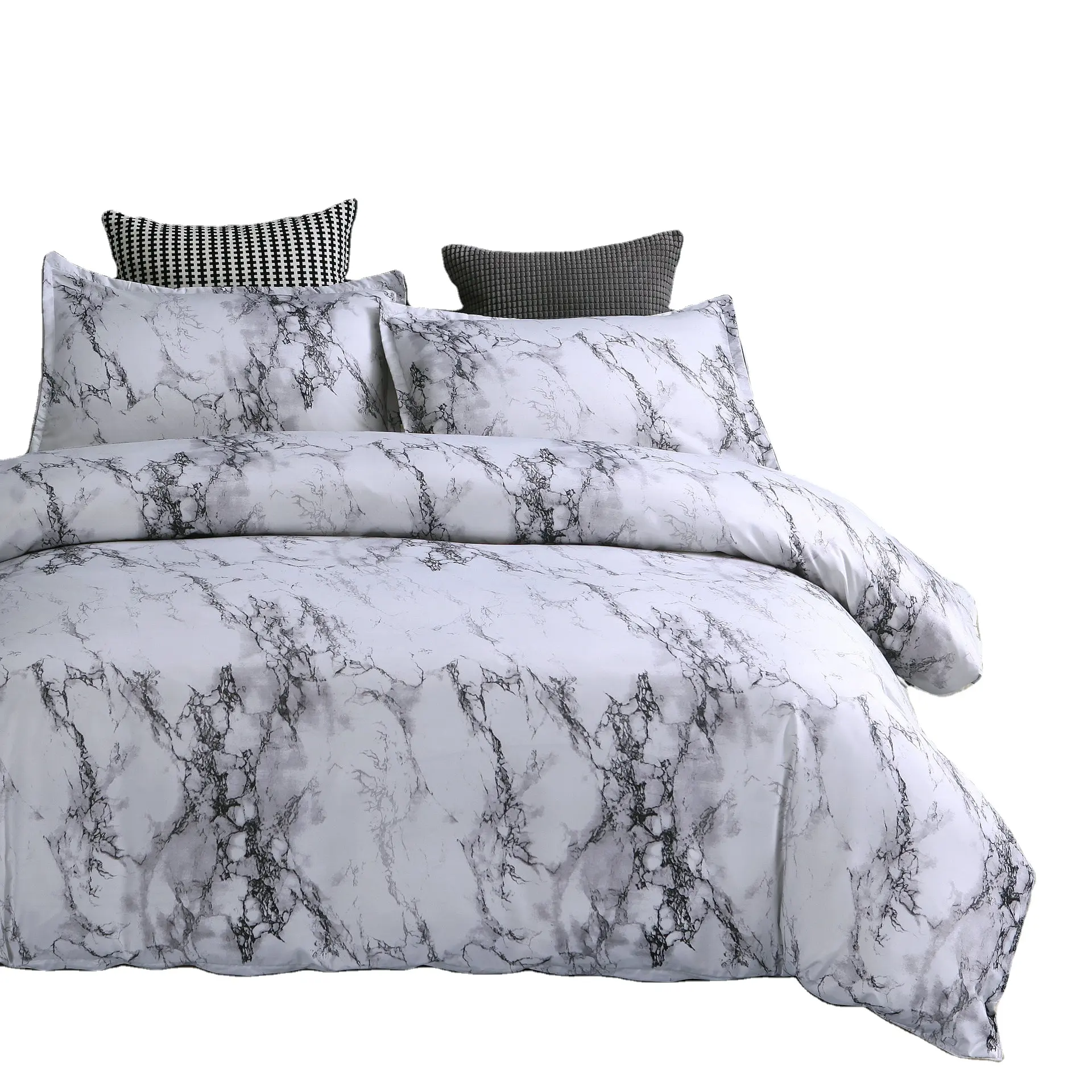 Parure de lit imprimée, ensemble de luxe en marbre 100% coton, avec housse de couette, vente directe depuis l'usine