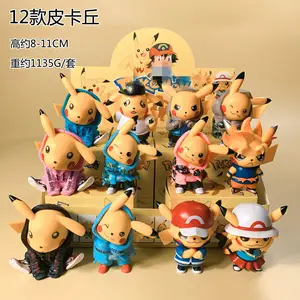 12 & 6/Set Pokemon Pikacha PVC kotak buta lucu Cosplay kartun saku Monster Elf figur dekorasi rumah ornamen Kawaii