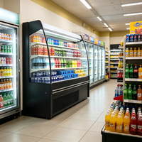 Réfrigérateur à rideau d'air à faible bruit, grande capacité, refroidisseur ouvert multi-étages pour produits laitiers frais