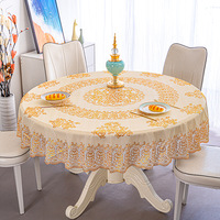 Nappe de table de luxe de 72 pouces, style européen, grande, en PVC, imperméable, antidérapante, pour hôtel, avec motif floral, anti-poussière, lavable