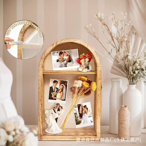 Boîte de présentation murale en bois cintrée transfrontalière pour afficher des photos, des fleurs séchées et des objets décoratifs ; idéale pour - Product Image 3