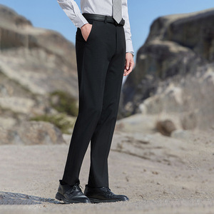 Thin Slim Fit Elastic Business Casual Trousers For <b>Work</b> Polyester Fiber Long <b>Pants</b> Men's Summer Formal Suit Trousers - Product Image 1