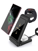 Chargeur sans fil 3 en 1 pour Samsung S24 S23 Ultra/S22/S21/Note 20/Z Flip 6/Z Fold 6 Station de charge rapide pour Galaxy Watch 7 Pro