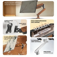 Support d'écran d'ordinateur en bois grainé profond avec ressort à gaz, simple, de 17 à 34 pouces, OEM ODM, emballage personnalisé, 2 à 9 kg