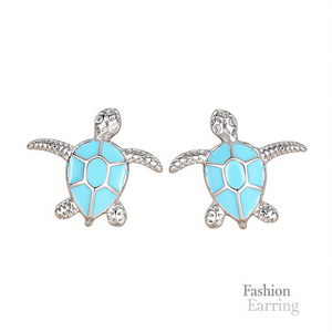 Boucles d'oreilles en forme de tortue blanche champagne, en alliage plaqué argent, bijoux unisexes E3594 - Product Image 1