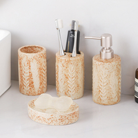 Ensemble de salle de bain 4 pièces en céramique Rustic Luxe Design rond texturé pour la maison et le bureau de luxe pour les hôtels et les restaurants