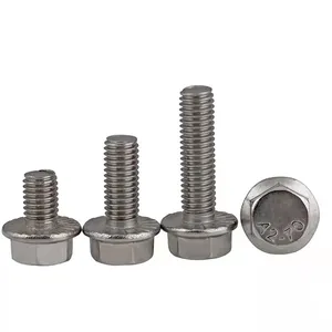 GB5789 Stainless Steel Flanged Bolt Metric M5 M6 M8 M10 M12 M13 1/4 20x 1/2" Hexagon Flange Bolts With Serration
