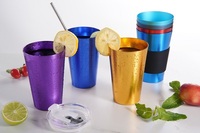 VENTE FLASH - Gobelets classiques écologiques en aluminium jetables, logo personnalisé, couleur changeante, forme trapézoïdale, 500 ml, pour bière, vin, camping