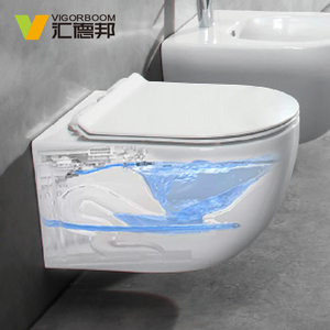 Inodoro <span class=keywords><strong>colgante</strong></span> de cerámica para el hogar, inodoro moderno de tipo colisión, color blanco, para colgar en la pared - Product Image 5