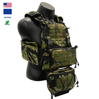 Chaleco Táctico de Asalto con Diseño de Rayas de Tigre, Nailon 500D, Sistema MOLLE, Portaplacas con Bolsa Desmontable