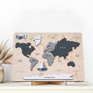 Bản Đồ Thế Giới Bằng Gỗ Câu Đố Màu In Bản Đồ Câu Đố Montessori Cho Trẻ Em - Product Image 6