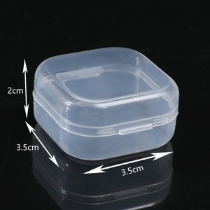 Caja de almacenamiento de plástico transparente cuadrada, 3,5x3,5x2cm, Material PP, estuche para joyería con tapa para tapones para los oídos y artículos pequeños - Product Image 5