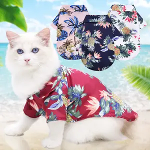 厂家热卖夏威夷风格coolmax印花夏季宠物猫小猫大狗衣服透气宠物衣服