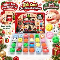 24 Pièces Calendrier de l'Avent Boîte Mystère de Noël en forme de Dumpling, Jouet Sensoriel Anti-Stress de Bureau avec Boîte Cadeau Colorée