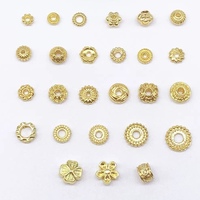 Manik-manik Spacer Vintage Berlapis Emas 18K F54 Brass, Bertekstur Bunga, untuk Pembuatan Perhiasan DIY Gelang Kalung