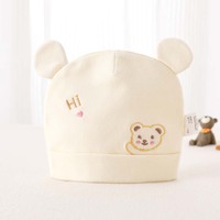 Bonnet en coton de classe A pour nouveau-né, doux, double couche, avec oreilles 3D brodées, pour 0-3 mois