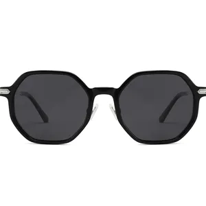 2022 высококачественные модные винтажные Поляризованные солнцезащитные очки в многоугольной ацетатной оправе с пользовательским логотипом