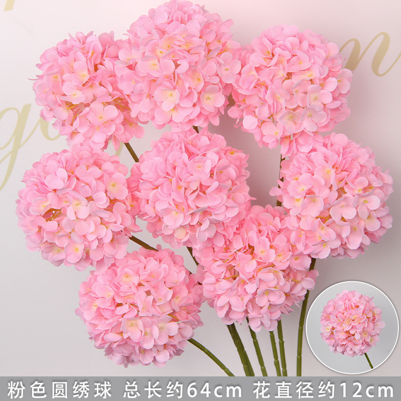 Branche d'hortensia ronde rose