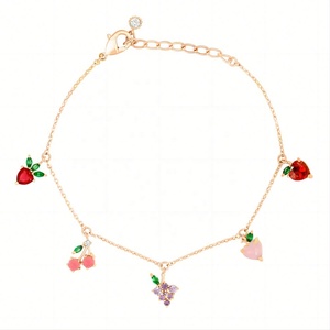 Bracelet personnalisé de haute qualité avec breloques en forme de panier de fruits en zircon, plaqué or, argent sterling 925, bijoux de fête pour femmes et filles - Product Image 1