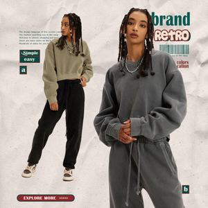 เสื้อฮู้ดผ้าเทอร์รี่แบบสวมหัวสำหรับผู้หญิงโอเวอร์ไซส์ทรงหลวมมีฮู้ดกำหนดได้เองสำหรับฤดูใบไม้ผลิ - Product Image 2