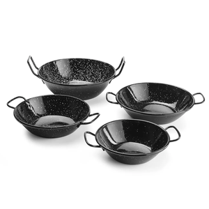 Poêle à <span class=keywords><strong>paella</strong></span> en acier au carbone espagnol d'extérieur avec poignées noires confortables, casserole légère <span class=keywords><strong>pour</strong></span> les rassemblements - Product Image 4