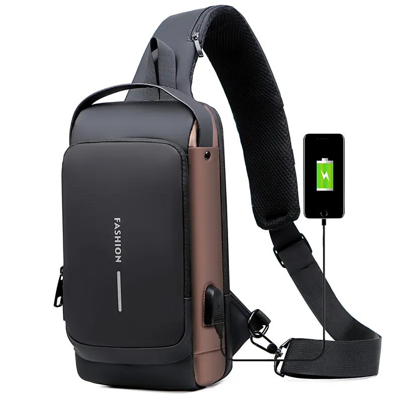 chest bagCustom Waterproof Anti Theft Designer Chest Bag USB Sling Bags For Men Single Shoulder Crossbody Bag