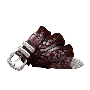 Nouvelle ceinture tressée en cuir pleine fleur, faite main, style chinois rétro, personnalisée, pour homme, avec boucle ardillon, idéale pour les loisirs et les tenues variées. - Product Image 2