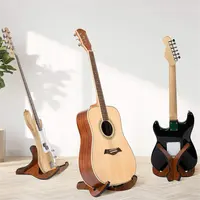 カスタムロゴアコースティッククラシックエレクトリックベースギターユニバーサル木製折りたたみ式ギタースタンド