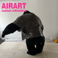Costume de gorille gonflable grand et robuste pour événement d'Halloween, mascotte en peluche pour adulte