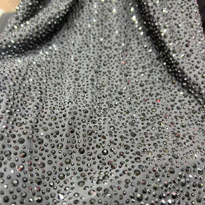 All'ingrosso tessuto di cristallo di cristallo di diamante di pietra tessuto di cristallo elastico di maglia Hotfix strass trasferimento Flatback rete di cristallo - Product Image 5