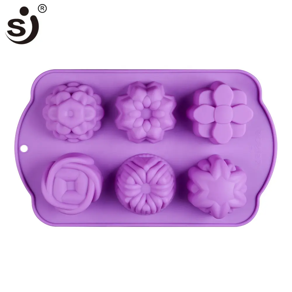 Çok boşluklu dayanıklı kalıp kek dekorasyon gül çiçek yuvarlak şekil mini kek kalıbı silikon ev uygulama