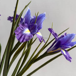 Plantes artificielles haut de gamme C196, tige de <span class=keywords><strong>fleur</strong></span> <span class=keywords><strong>d</strong></span>'<span class=keywords><strong>iris</strong></span> réaliste, tige unique, bouquet floral violet, <span class=keywords><strong>d</strong></span>écoration pour la maison, mariage, allée, arche - Product Image 3
