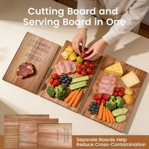 Acacia <b>Wood</b> Cutting Board Set 4-Piece With Stand Kitchen Chopping <b>Block</b> Rectangle Solid Color - Product Image 4