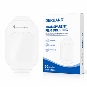 Pansement adhésif médical stérile transparent DERBAND 10cm <span class=keywords><strong>x</strong></span> 12cm, imperméable, pour fixation de cathéter IV, 30 pièces/boîte - Product Image 1