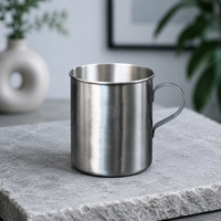 400ml enkelwandige roestvrijstalen beker met handvat, onbreekbare metalen drinkbeker voor thuis, bar, restaurant, kamperen