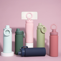 Botella de Acero Inoxidable SS304 Mate de Colores con Anillo Magnético para Teléfono, Tapa con Boquilla, Venta al por Mayor, Hue Etch, Lujosa, para Viajes, Gimnasio, Aire Libre, Termo, Vaso Térmico