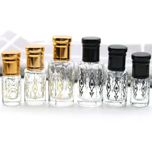 Arabische Arabische Luxe 3Ml 6 Ml 12 Ml 6 Ml 6 Ml 6 Ml Eenvoudige Oud Parfum Oliën Attar Fles Met Gouden Schroefdop