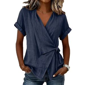Camiseta personalizada de manga corta para mujer, cómoda, informal, 100% algodón, lisa, para chicas, con estampado de marca, estilo vintage, hecha a máquina. - Product Image 5