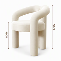 Chaise de salle à manger avec dossier incurvé et accoudoirs arrondis, siège rembourré crème, chaise d'appoint moderne pour salon, hôtel, café
