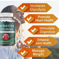 Ausreson OEM Gummies de Berbérine Pure Naturelle 500mg, Extrait de Chlorhydrate de Berbérine HCl, Compléments Alimentaires pour l'Équilibre Glycémique
