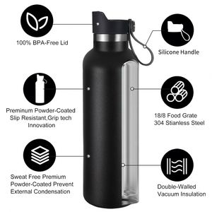 Nuevos frascos de vacío de acero inoxidable con aislamiento personalizado botella de agua con aislamiento de doble pared de tacto suave - Product Image 3