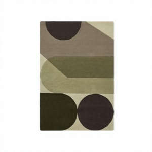Tapis en laine tufté à la main ITHL HR-620 au design professionnel, motif géométrique, résistant aux taches, antidérapant, à poils ras pour salon - Product Image 1