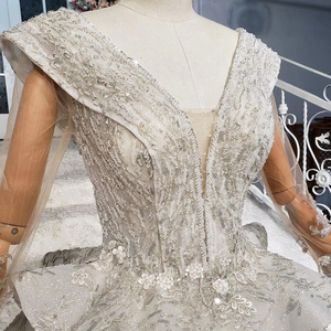 HTL855 Jancember v Neck Long Train Heavy Beaded <strong>Wedding</strong> <strong>Dress</strong> Shenzhen Ball Gown <strong>Wedding</strong> <strong>Dresses</strong> - Product Image 4