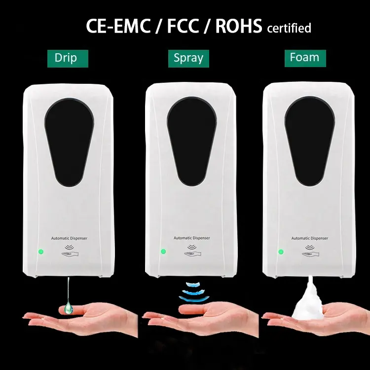 Kingslam CE-EMC/FCC/ROHS/REACH sertifikalı TUV duvara monte dokunmatik ücretsiz el temizleyici dispenseri restoranlar için okullar için kiliseler