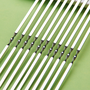 Brochetas para barbacoa de acero inoxidable 304, cola de pato, aguja plana, pasador para barbacoa, aguja para asar, resistente al calor, reutilizable - Product Image 4