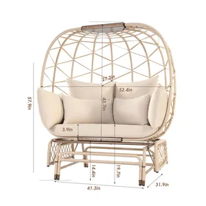 Vendas quentes novo design interior ao ar livre sofá duplo de jardim superior conforto tecelagem cadeira balanço ovo